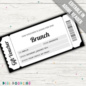 Editable Brunch Ticket Template: Printable Date Coupon (PDF)