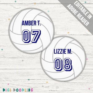 Volleyball Tag Printable (5 Inch) . Volleyball Name Tags/ Bag Tags. Printable PDF (EDITABLE). Instant Download.