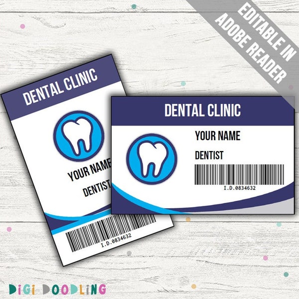 Dentist ID Badge Template. Dentist Costume Accessories. Halloween Dentist Costume. Dentist Pretend Play. Editable. Printable.