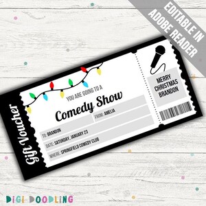Christmas Comedy Show Ticket Template Comedy Show Surprise Reveal