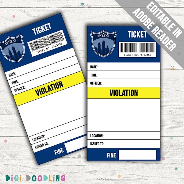 Pretend Play Police Tickets. Police Party Printable. Police Birthday Party. Police Classroom Printables. Instant Download.