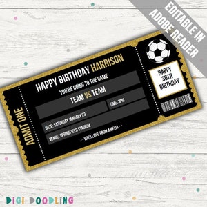 Surprise Soccer/Football Ticket Template: Editable Gift Voucher (PDF)