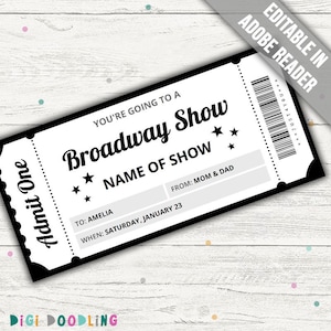 Broadway Show Ticket Template Printable Broadway Ticket Broadway Show