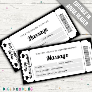 Massage Ticket Template Massage Voucher Massage Gift Certificate Massage Ticket Template Massage Voucher Massage Gift Certificate