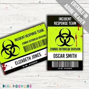 Zombie Outbreak ID Badge: Editable Cosplay Costume Prop (Printable)