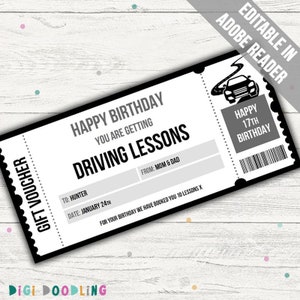 Driving Lessons Voucher Template. Driving Lessons Gift Certificate