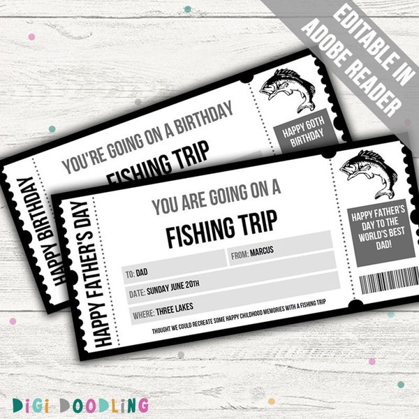 Printable Fishing Gift Certificates Etsy