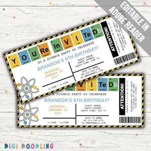 Periodic Table Invitation (Science Party Invites/Science Baby Shower Invitation). Editable PDF. Printable. Instant Download.