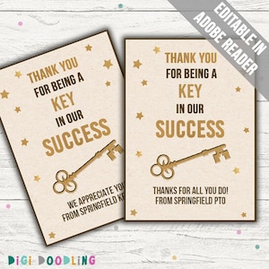 Sjabloon voor sleuteltag voor personeelswaardering. Afdrukbare cadeaukaartjes voor lerarenwaardering. Sleuteltags voor waardering van medewerkers. Bedankt sleutelhangertag.