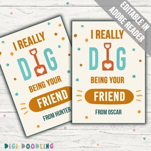 I Dig You Valentinstag Karte für die Klasse. Druckbare Shovel Valentine Tag. Ich Grabe Dich Valentinstag Geschenk für Klasse. Valentinstagskarte für Klassenkameraden.