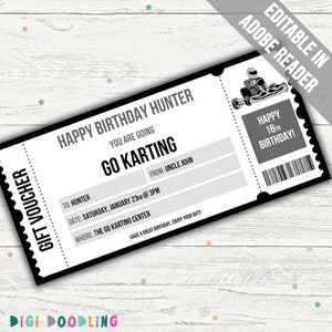 Go Karting Gift Voucher Template. Go Karting Gift Experience Voucher. Go Karting Gift Certificate. Go Kart Gift Voucher. Go Karting Ticket.