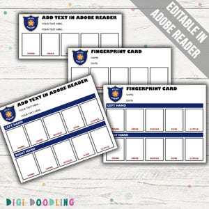 Politiefeestspellen: politievingerafdrukkaart. Bewerkbare pdf. Direct downloaden.