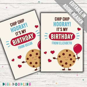 Printable Cookie Birthday Favor Tags: Editable Classroom Treat Tag