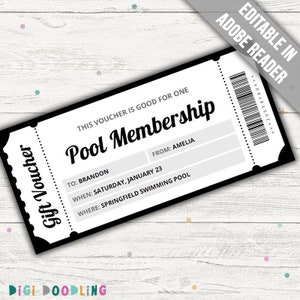 Pool Geschenkgutschein Vorlage. Pool Geschenkgutschein. Fitnessstudio-Gutschein. Jede Gelegenheit.