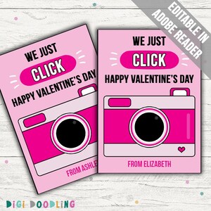 We Just Click Valentine Card For Classmates. Camera Valentine Card For Class. Camera Valentines Card For Classroom. Camera Valentine Tags.