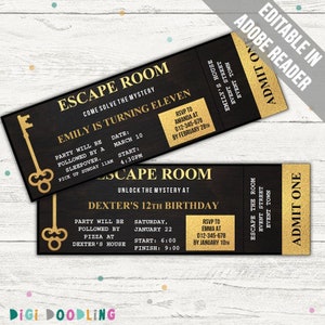 Escape Room Invitations Download. Escape Room Birthday Invitations for Girls or Boys. Escape Room Birthday Party. Mystery Party Invitation.
