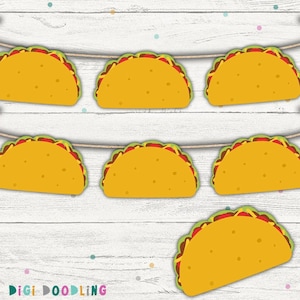 Afdrukbare tacobanner. Taco-slinger. Taco Feestdecoraties. Feestdecoraties voor feesten. Taco-pronkstukken. Direct downloaden.