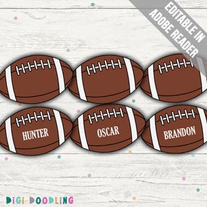 Football Tags (Football Party Decor/ Favor Tags). Printable PDF (EDITABLE). Instant Download.