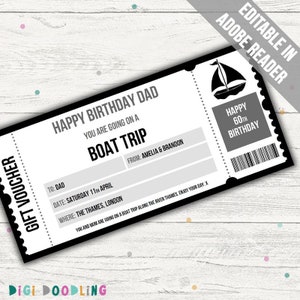 Printable Boat Trip Ticket Template: Surprise Gift Reveal Voucher (Editable PDF)