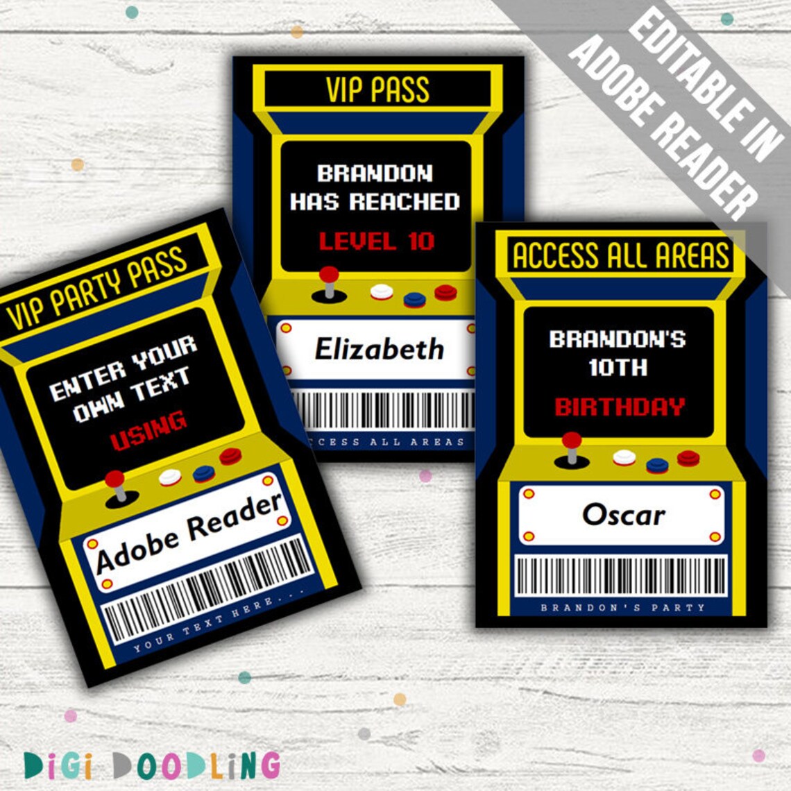 Arcade Party Pass game Truck Party/gamer Party. Editable - Etsy