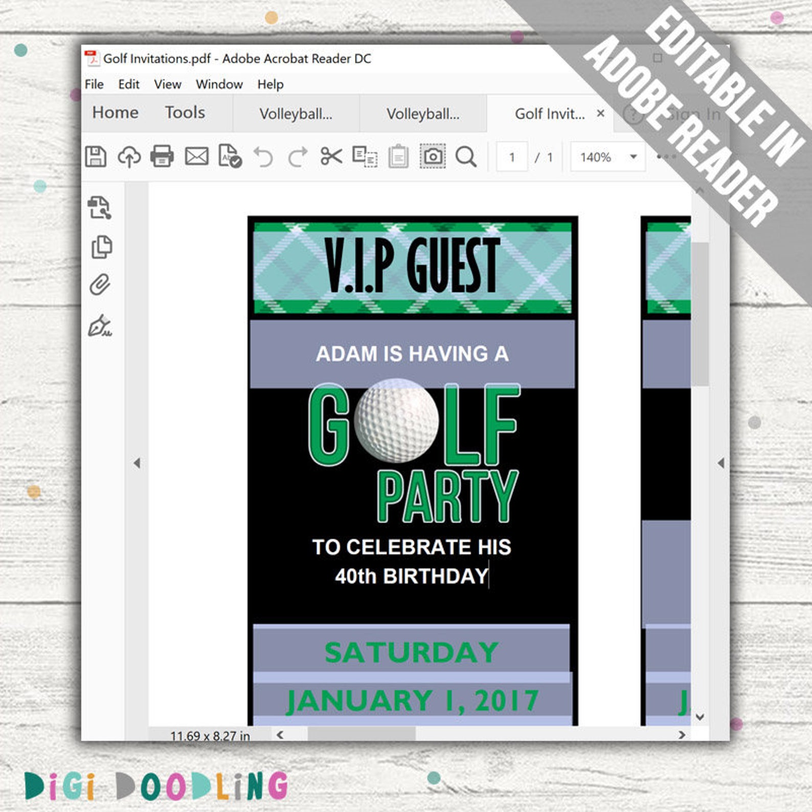 Golf Invitations. Editable PDF. Printable. Instant Download. - Etsy UK