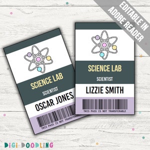 Scientist ID Badge Template. Science Party Favors. Scientist Costume ...