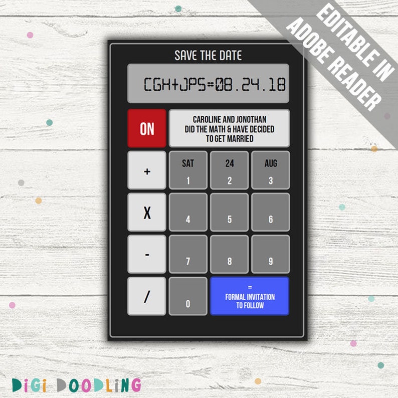 Calculator Invitation graduation Birthday Baby Shower Etsy