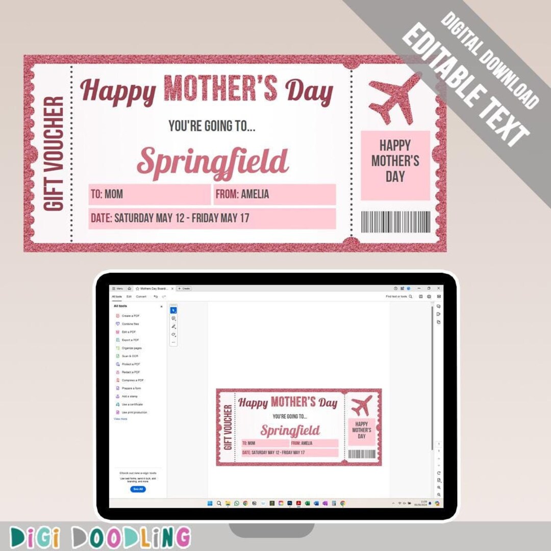 Printable Mother's Day Boarding Pass Template. Mother's Day Vacation ...