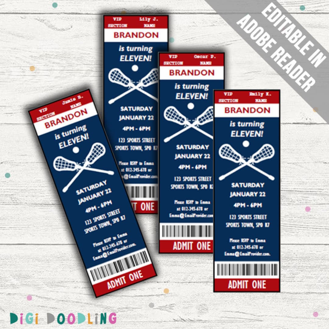 Lacrosse Party Invitations. Editable PDF. Printable. Instant Download ...