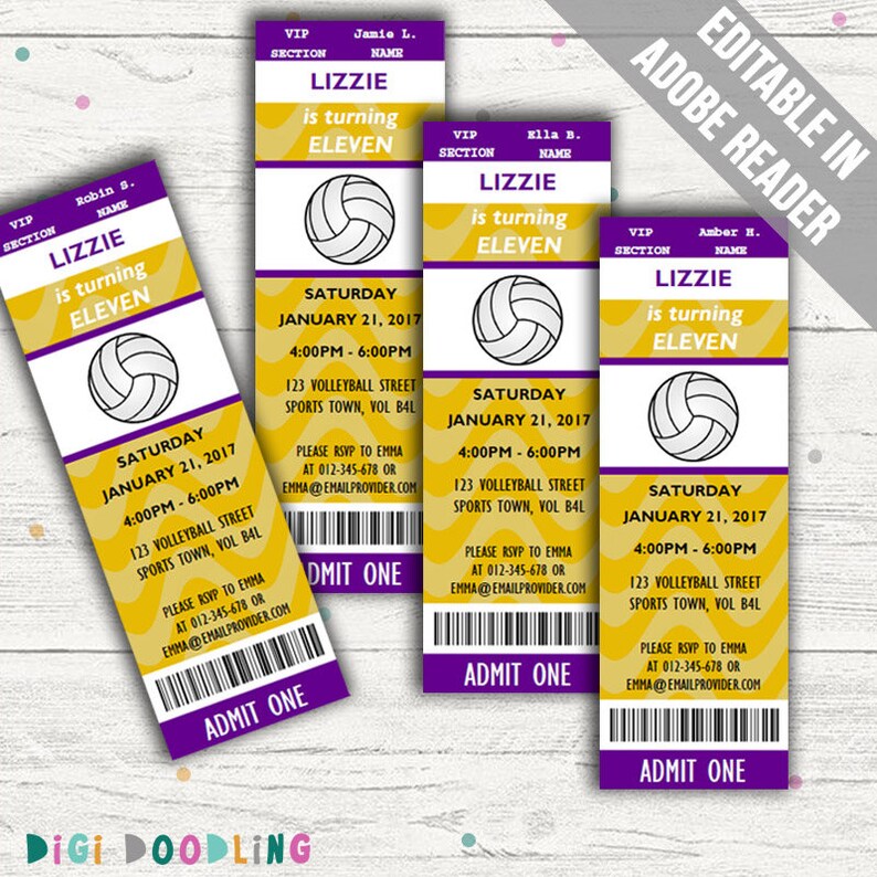 Volleyball Party Invitations. Editable PDF. Printable. Instant | Etsy
