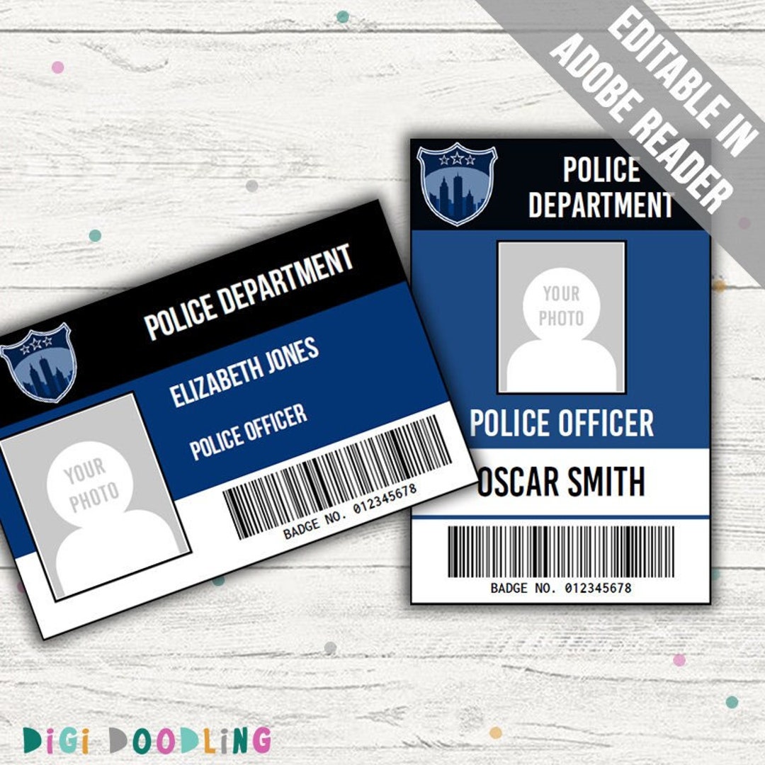 Police Costume ID Badge Template. Police Pretend Play. Police Name Tag ...
