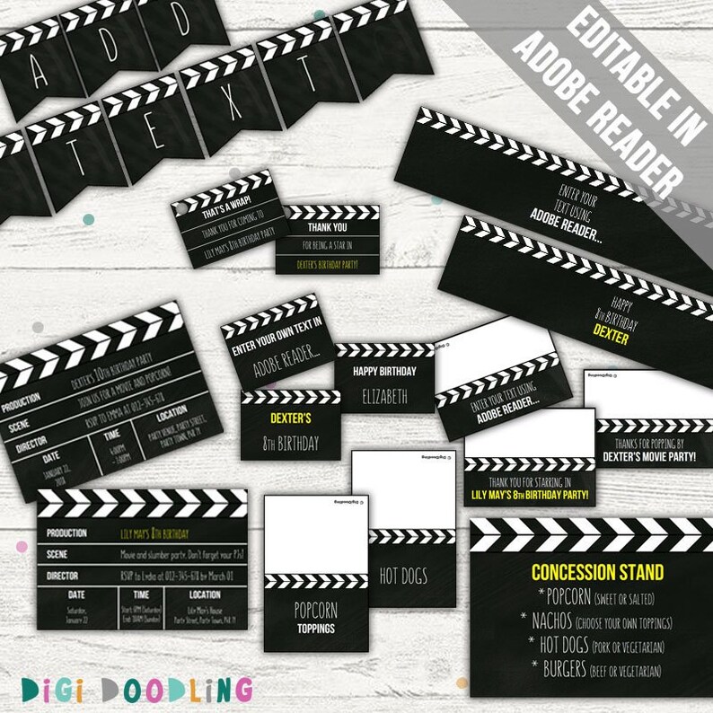 Movie Party Printables movie Party Decorations Invitations - Etsy