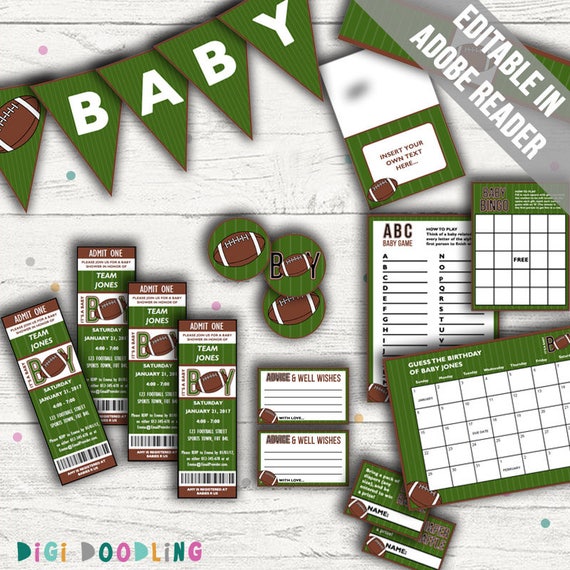 Football Baby Shower Baby Boy Includes Editable Baby Shower Etsy