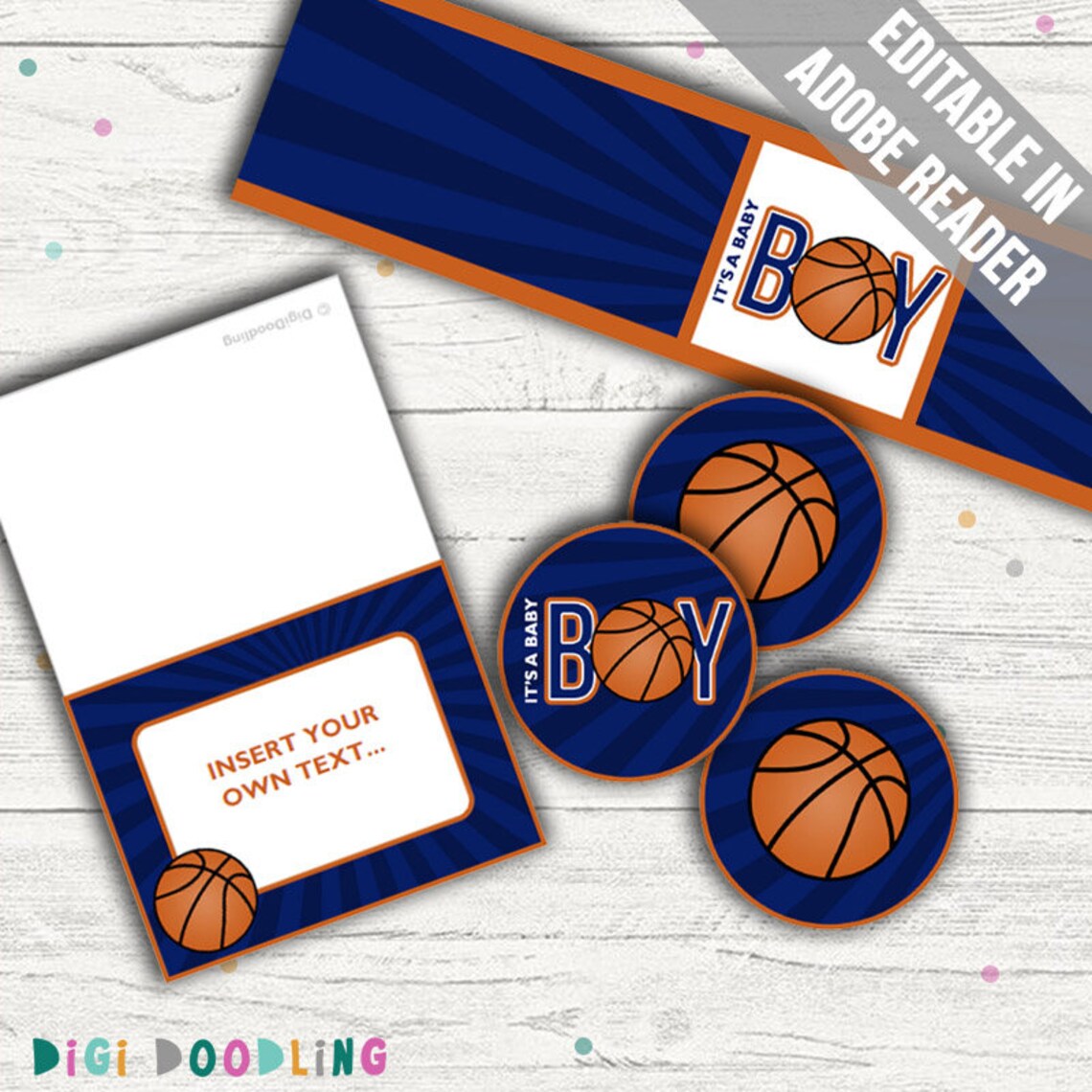 Basketball Baby Shower. Baby Boy. Includes Editable Baby Etsy