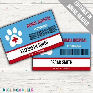 Veterinarian ID Badge Template. Veterinarian Pretend Play Printables. Veterinarian Dress Up ...