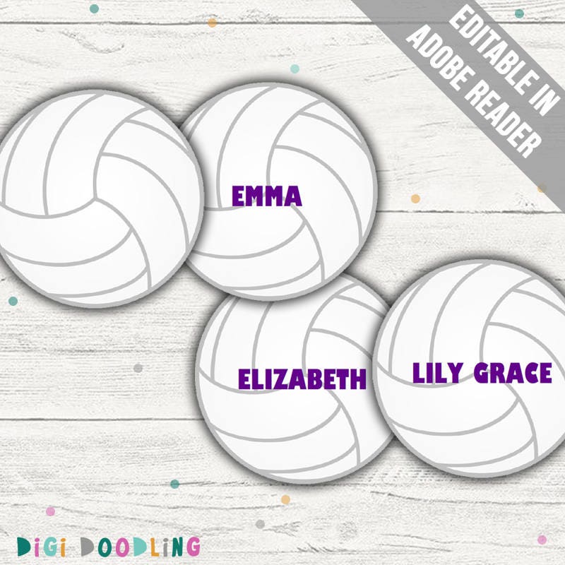 Volleyball Tag Printable volleyball Name Tags/ Bag Tags. - Etsy