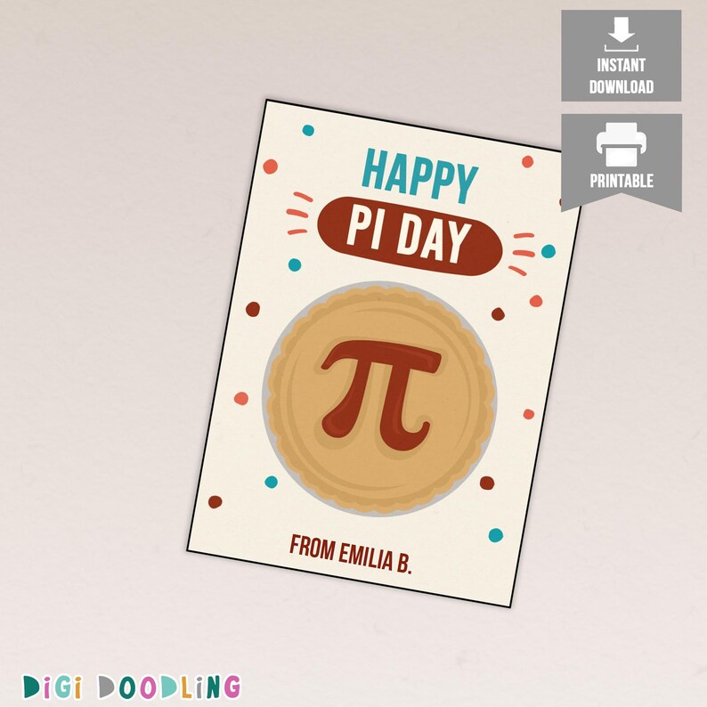 Printable Pi Day Tag. Pi Day Card for Kids. School Pi Day Classroom ...
