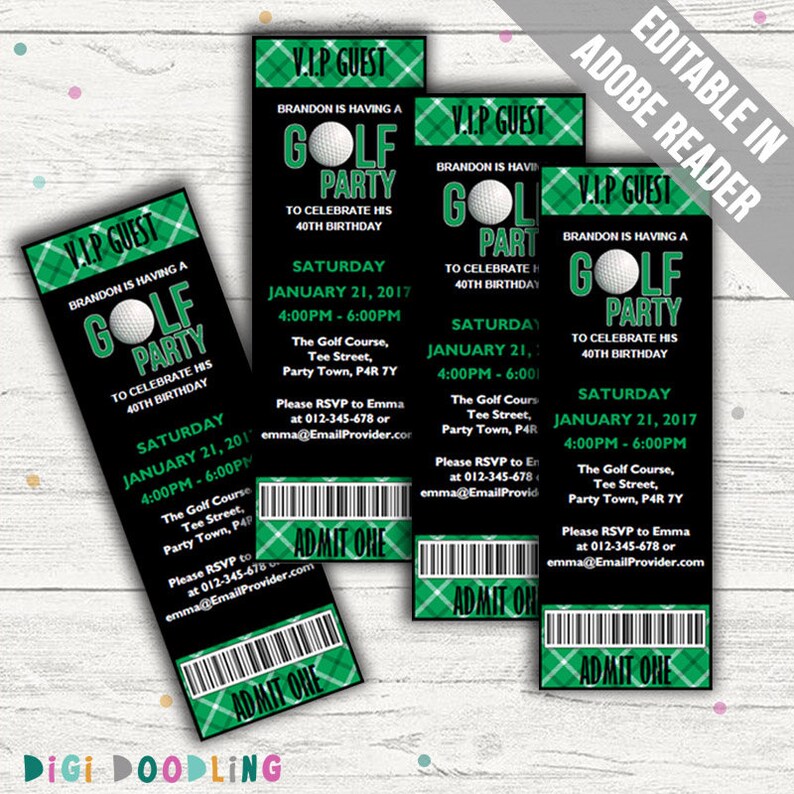 Golf Invitations. Editable PDF. Printable. Instant Download. Etsy UK