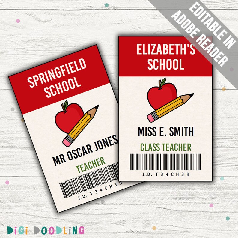 Teacher Pretend Play Printables. Teacher Costume ID Badge - Etsy