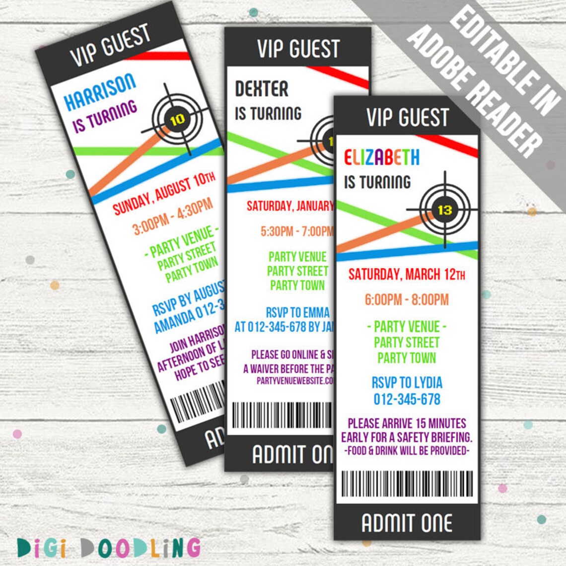 Laser Tag Party Printables. Includes Invitations Favor Tags - Etsy