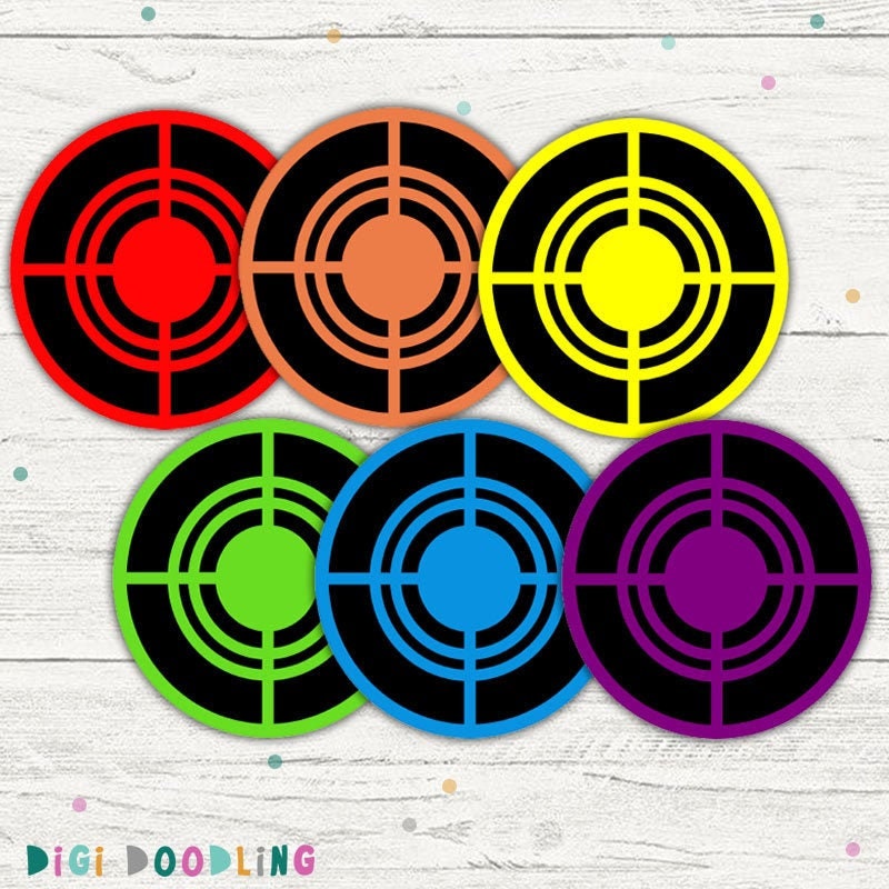 Laser Tag Target Cupcake Toppers: Colorful Party Decor (Printable PDF)