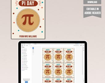 Druckbare Pi Day Tag. Pi-Day-Karte für Kinder. Schule Pi Day Klassenzimmer Lecker Tags. Pi Day Gastgeschenk. Sofortdownload.