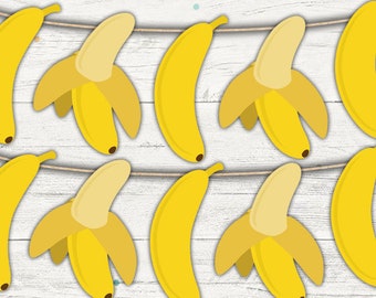 Druckbares Bananen Banner. Bananen-Girlande. Bananen-Party-Dekorationen. Banane-Babyparty. Affe Party Dekoration. Sofort Download.