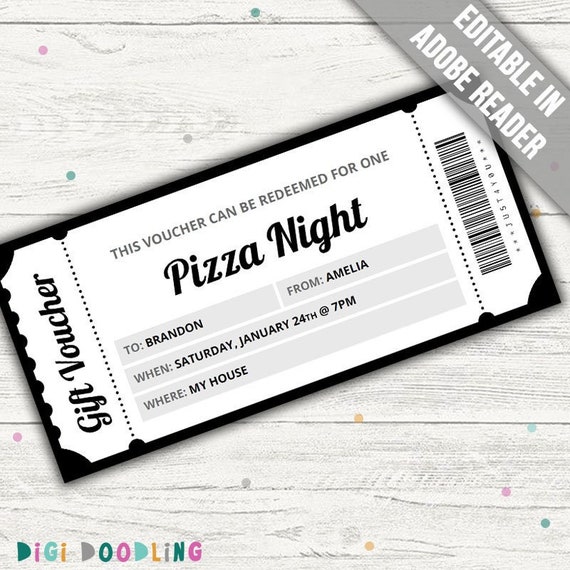 Pizza Night Coupon Template: Editable Date Night Voucher
