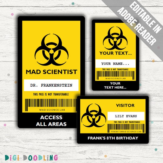 Science Party ID Badge Mad Scientist ID Badge Template