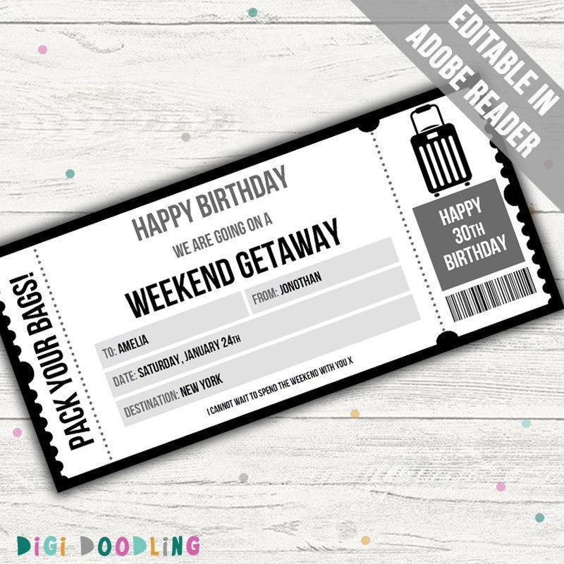 weekend-getaway-ticket-template-surprise-weekend-away-weekend-getaway-voucher-weekend-away-reveal-staycation-voucher-printable-etsy for Free Printable Weekend Away Voucher Template Weekend Getaway Ticket Template. Surprise Weekend Away. Weekend Getaway Voucher. Weekend Away Reveal. Staycation Voucher. Printable. - Etsy for Free Printable Weekend Away Voucher Template