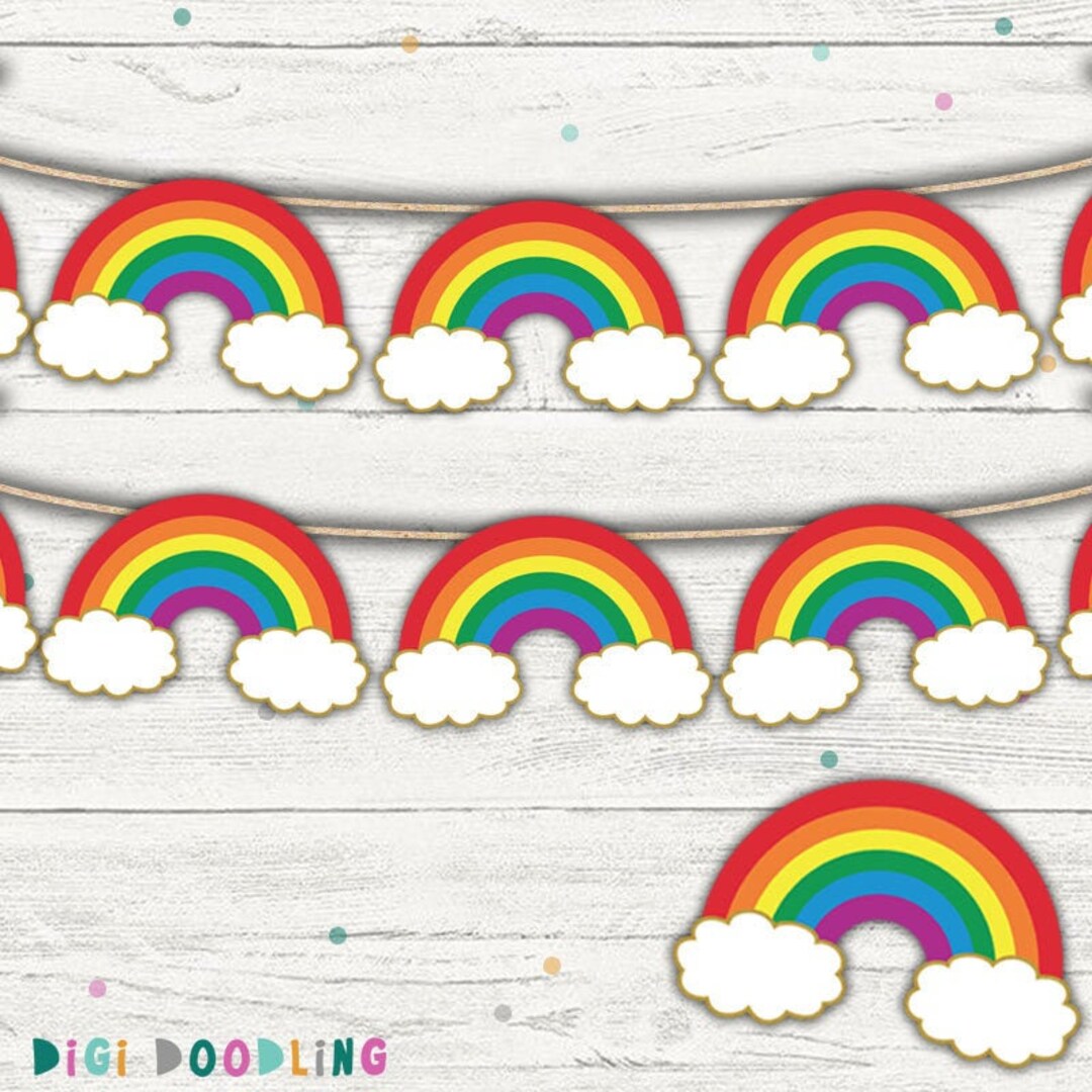 Printable Rainbow Banner. Rainbow Garland. Rainbow Centerpiece. Rainbow
