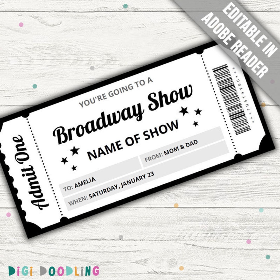 Broadway Show Ticket Template. Printable Broadway Ticket. Broadway Show