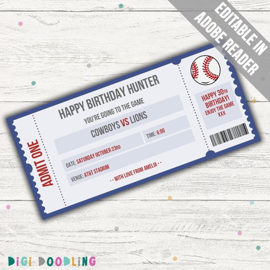 Baseball Ticket Template Admit One