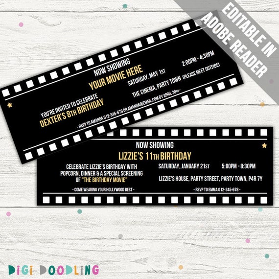 Movie Ticket Template Black And White